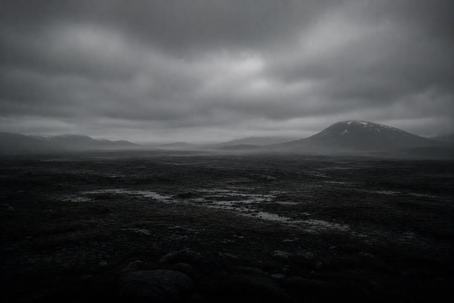 Open tundra under low cloud